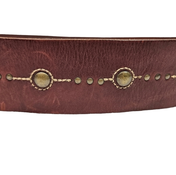 Vintage‎ Fossil Wide Leather Studded Belt Unisex - Picture 4 of 10